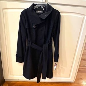 NEW Kenneth Cole Reaction Wool Blend Peacoat - Size 10 - Black